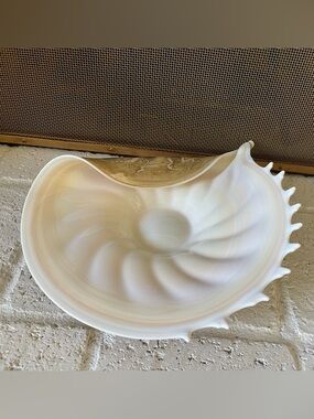 hand-blown art glass shell centerpiece bowl made by Krosno Jozefina in Poland